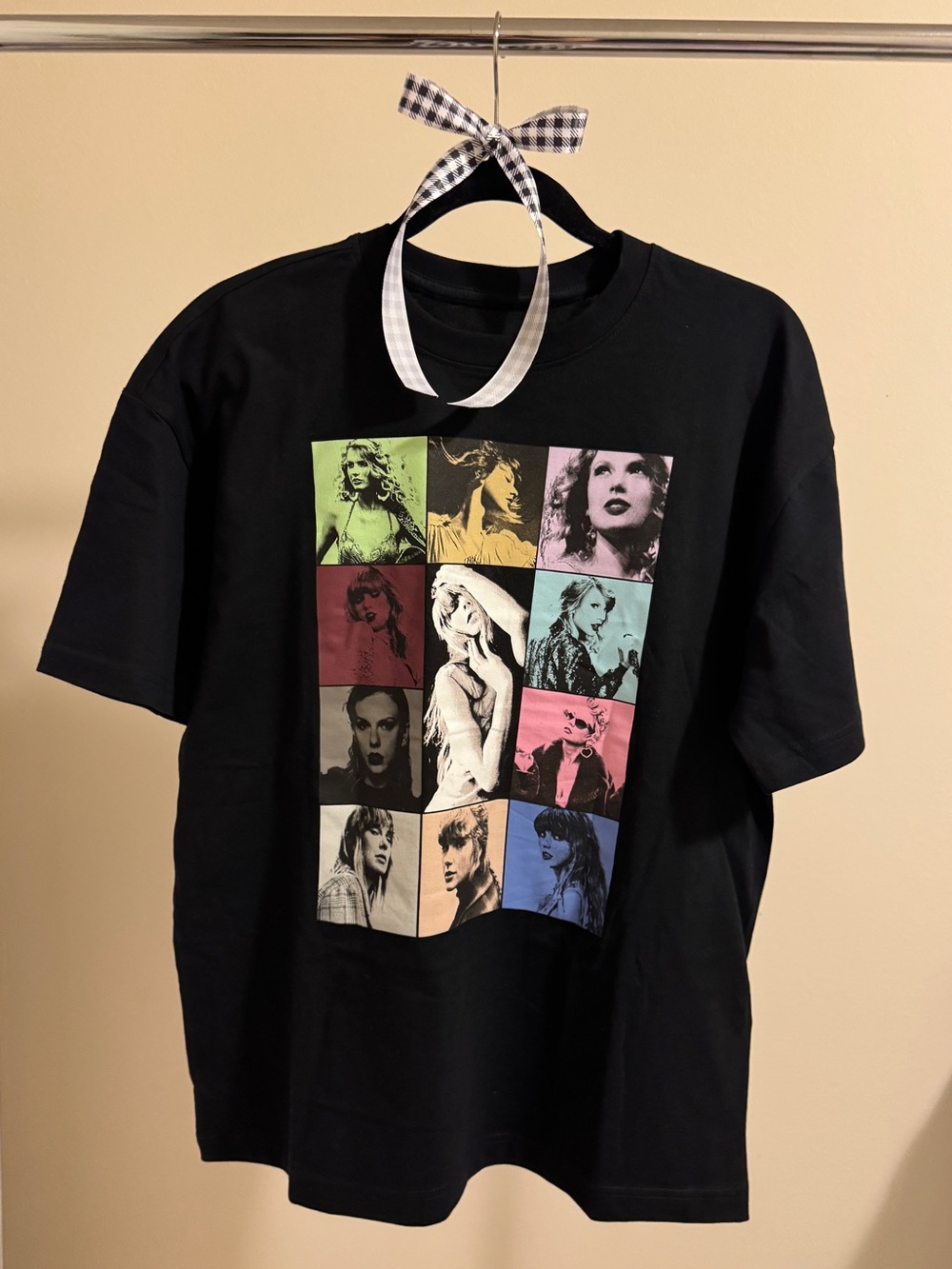 Taylor Swift Black Short Sleeve Color-Block Grid Eras Tour Tee